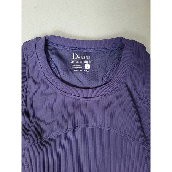 DMNZNS Womens Sleeveless High Neck Workout Crop Top Ribbed Knit Top Large - Picture 3 of 5